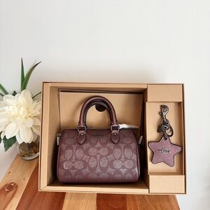 NWT Coach Boxed Mini Rowan Crossbody‎ Bag And Mirror Bag Charm Set